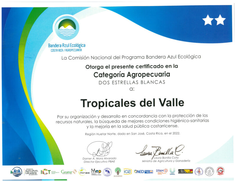Bandera Azul Tropicales del Valle Bandera Azul Agropecuaria